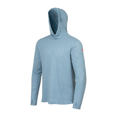 Color:Heather Steel Blue-Florence Sun Pro Adapt Long Sleeve Hooded UPF Shirt