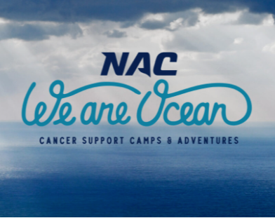 A promotional image featuring the text 'NAC We Are Ocean' with a stylized ocean background, indicating support for cancer-related causes.