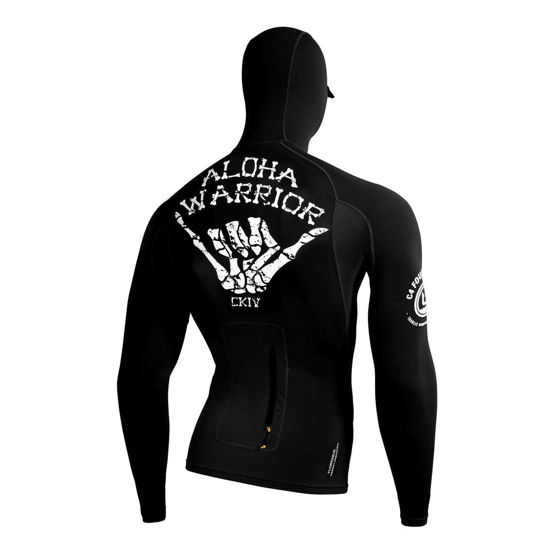 Color:Black-Florence C4 Foundation Long Sleeve Hooded Rashguard