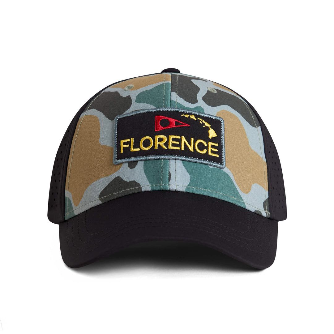 Color:Peace Camo-Florence Camo Airtex Trucker Hat