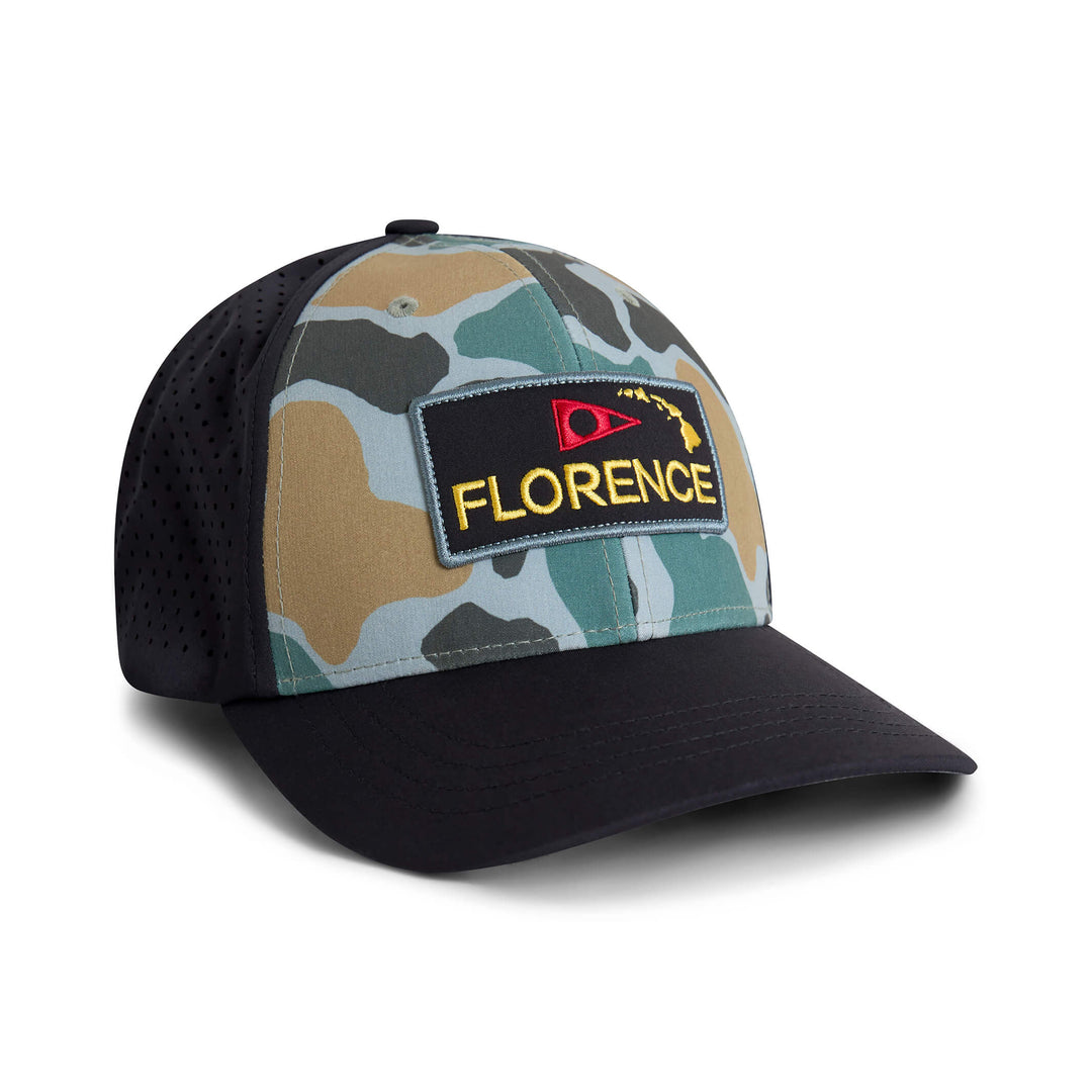 Color:Peace Camo-Florence Camo Airtex Trucker Hat