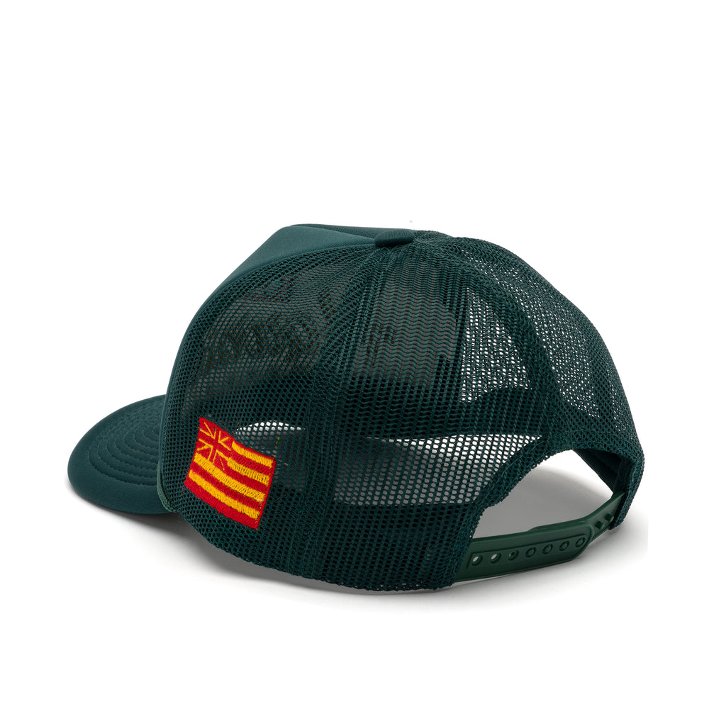 Color:Dark Emerald-Florence Island Script Trucker Hat -alt