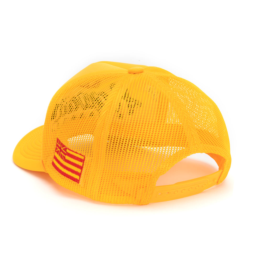 Color:Yellow-Florence Island Script Trucker Hat -alt