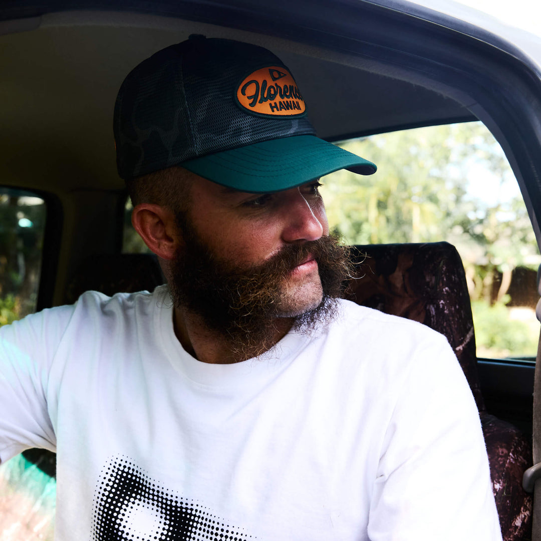 Color:Burnt Olive Camo-Hawaii Mesh Trucker -alt