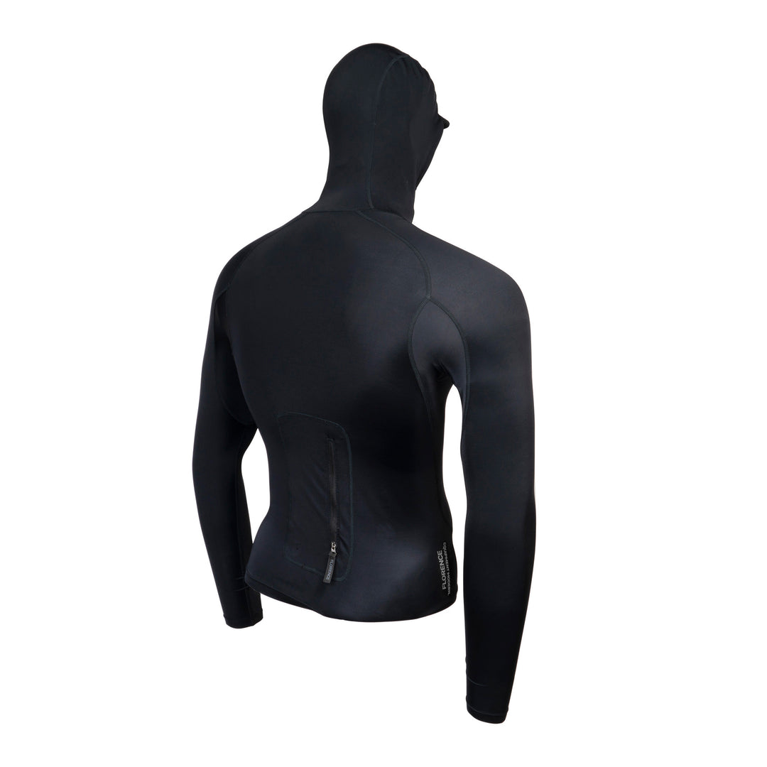 Color:Black-Florence Long Sleeve Utility Pocket Hooded Rashguard 