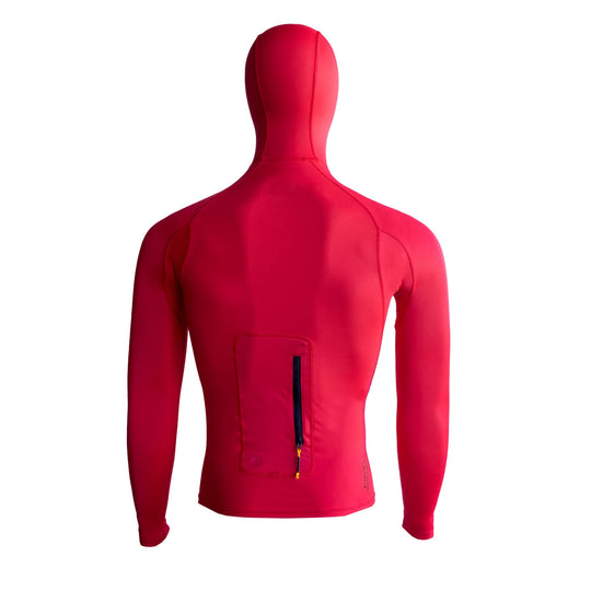 Color:Rescue Red-Florence Long Sleeve Utility Pocket Hooded Rashguard -alt
