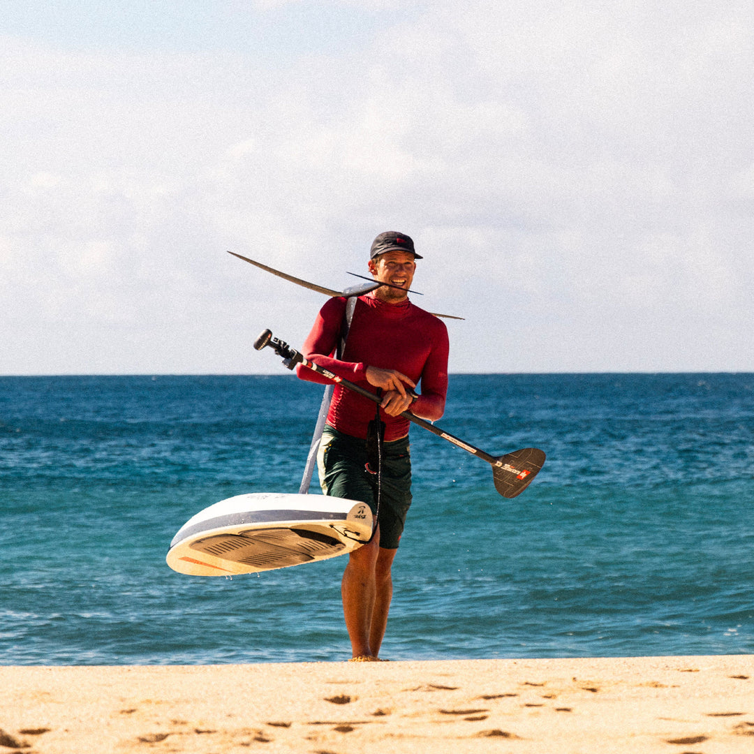 Color:Rescue Red-Florence Long Sleeve Utility Pocket Hooded Rashguard