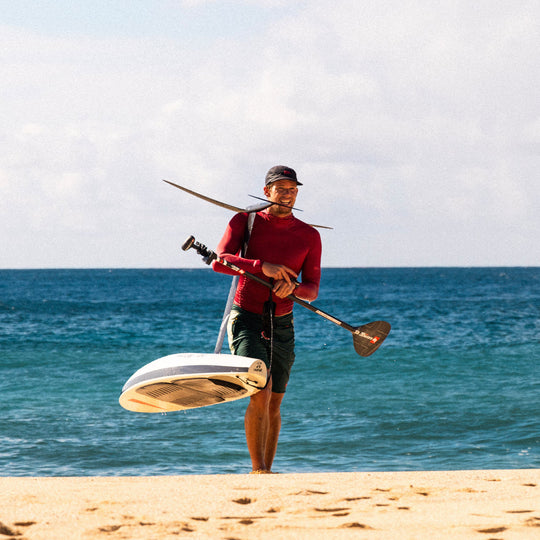 Color:Rescue Red-Florence Long Sleeve Utility Pocket Hooded Rashguard