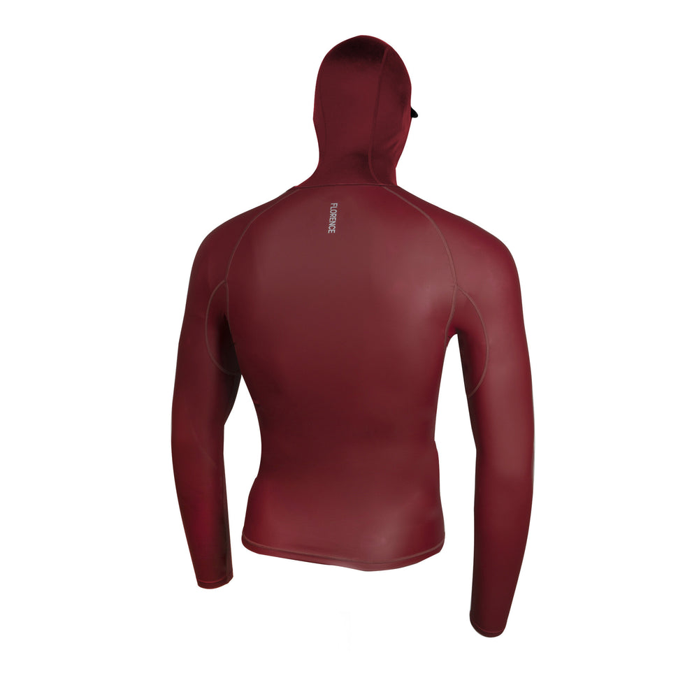 Color:Maroon-Florence Windshield Long Sleeve Hooded Rashguard -alt