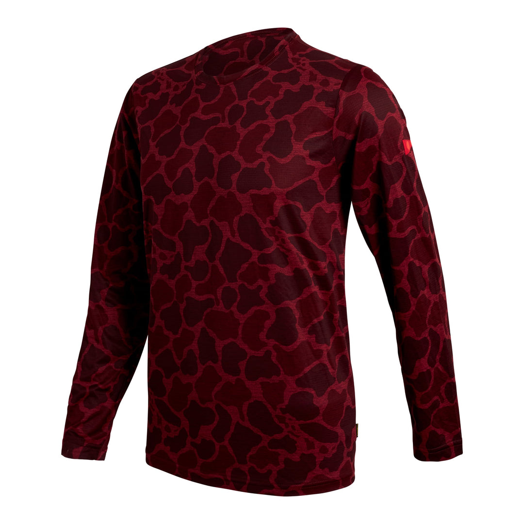 Color:Heather Maroon Camo-Florence Airtex Long Sleeve Shirt