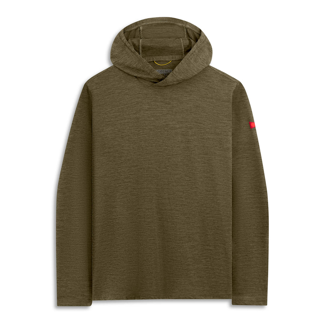 Color:Heather Burnt Olive-Florence Airtex Long Sleeve Hooded Shirt
