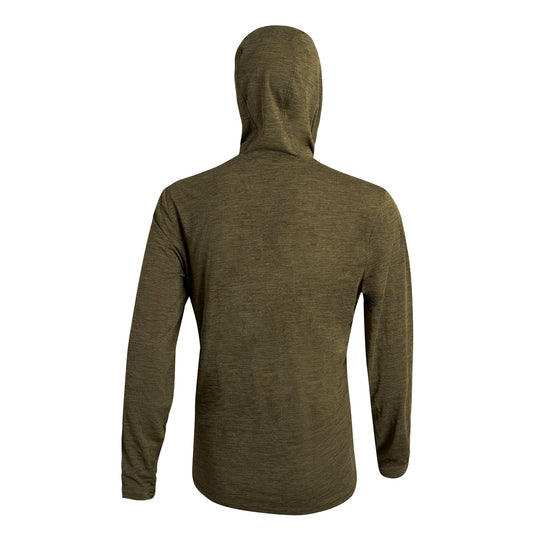 Color:Heather Burnt Olive-Florence Airtex Long Sleeve Hooded Shirt 