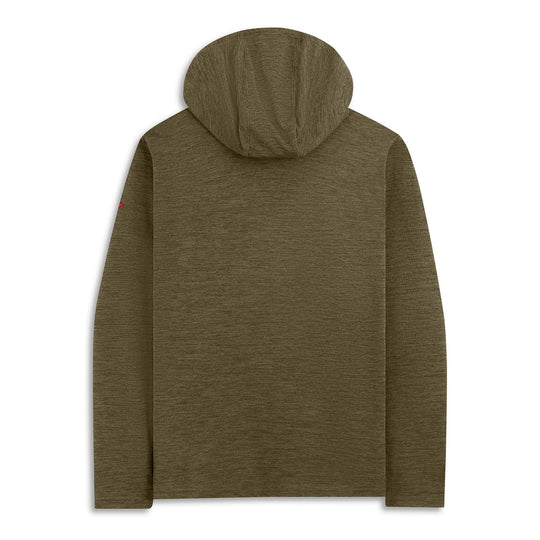 Color:Heather Burnt Olive-Florence Airtex Long Sleeve Hooded Shirt