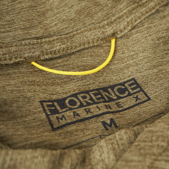 Color:Heather Burnt Olive-Florence Airtex Long Sleeve Hooded Shirt