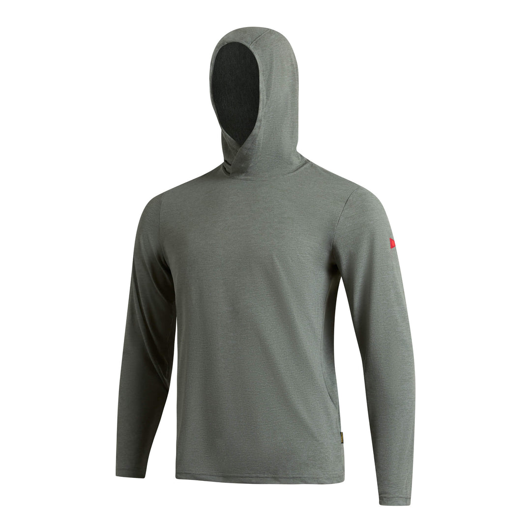Color:Heather Dark Sage-Florence Airtex Long Sleeve Hooded Shirt