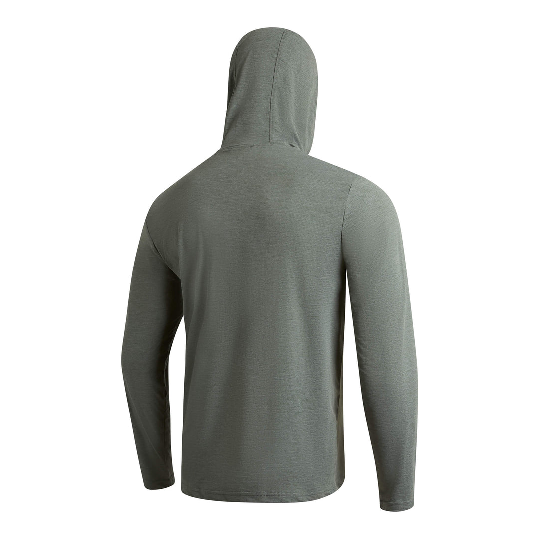 Color:Heather Dark Sage-Florence Airtex Long Sleeve Hooded Shirt -alt