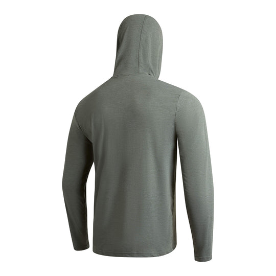 Color:Heather Dark Sage-Florence Airtex Long Sleeve Hooded Shirt -alt