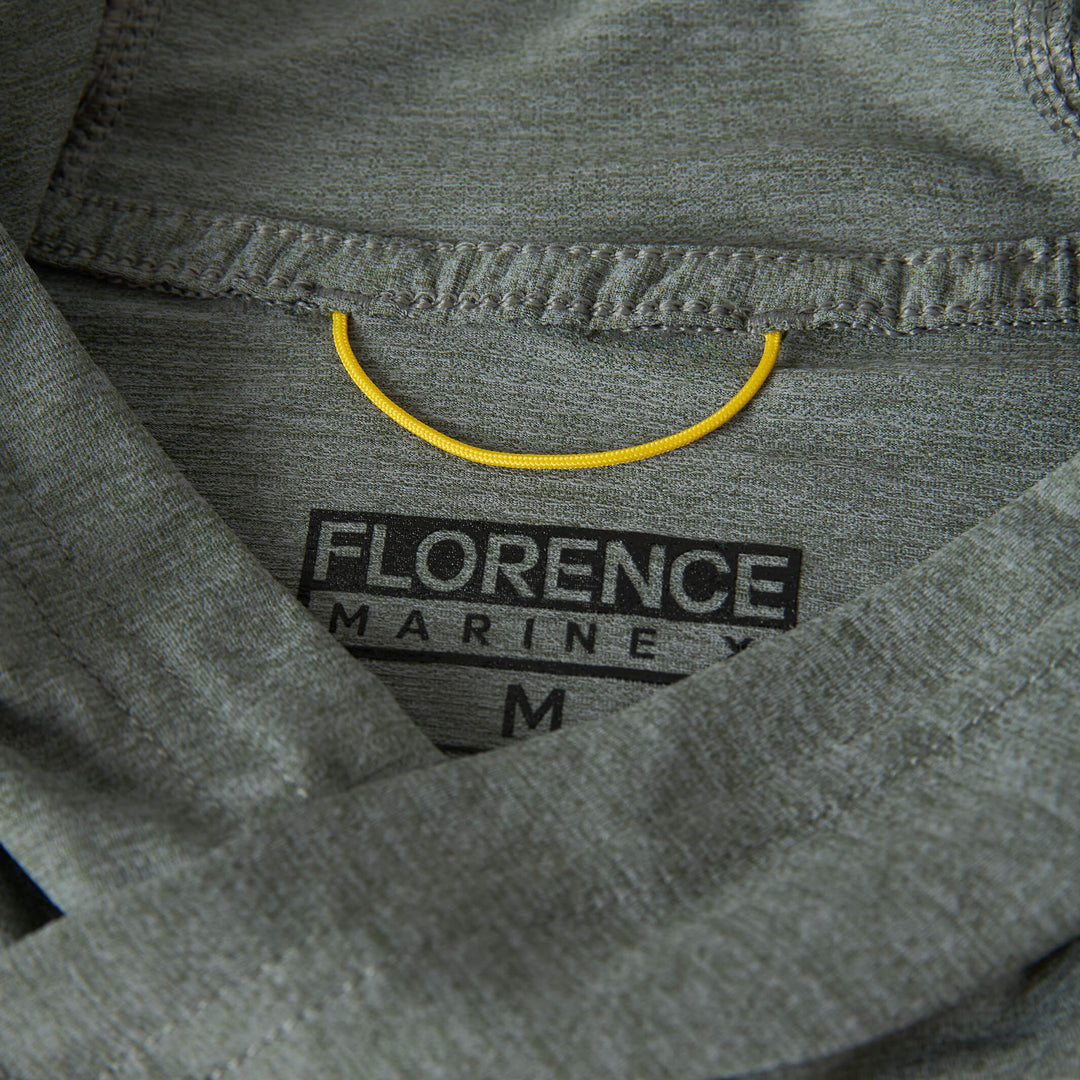 Color:Heather Dark Sage-Florence Airtex Long Sleeve Hooded Shirt