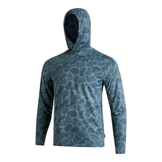 Color:Heather Maritime Camo-Florence Airtex Long Sleeve Hooded Shirt