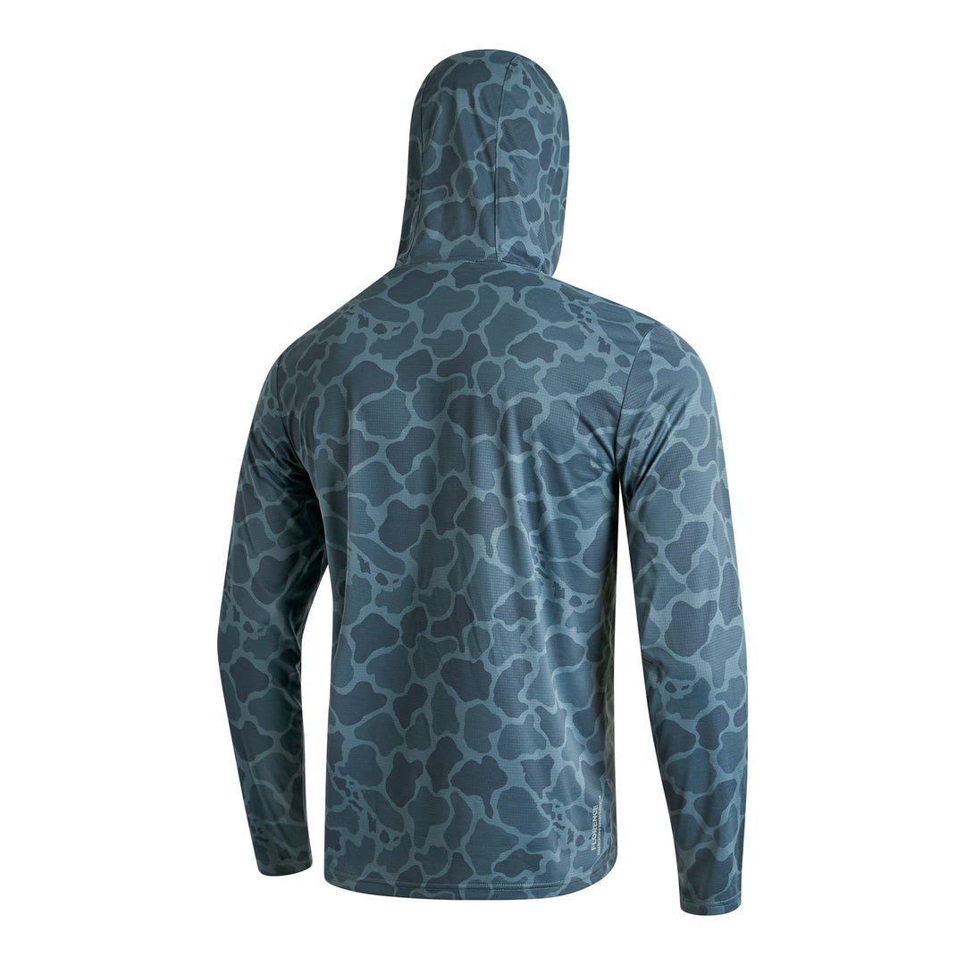 Color:Heather Maritime Camo-Florence Airtex Long Sleeve Hooded Shirt -alt