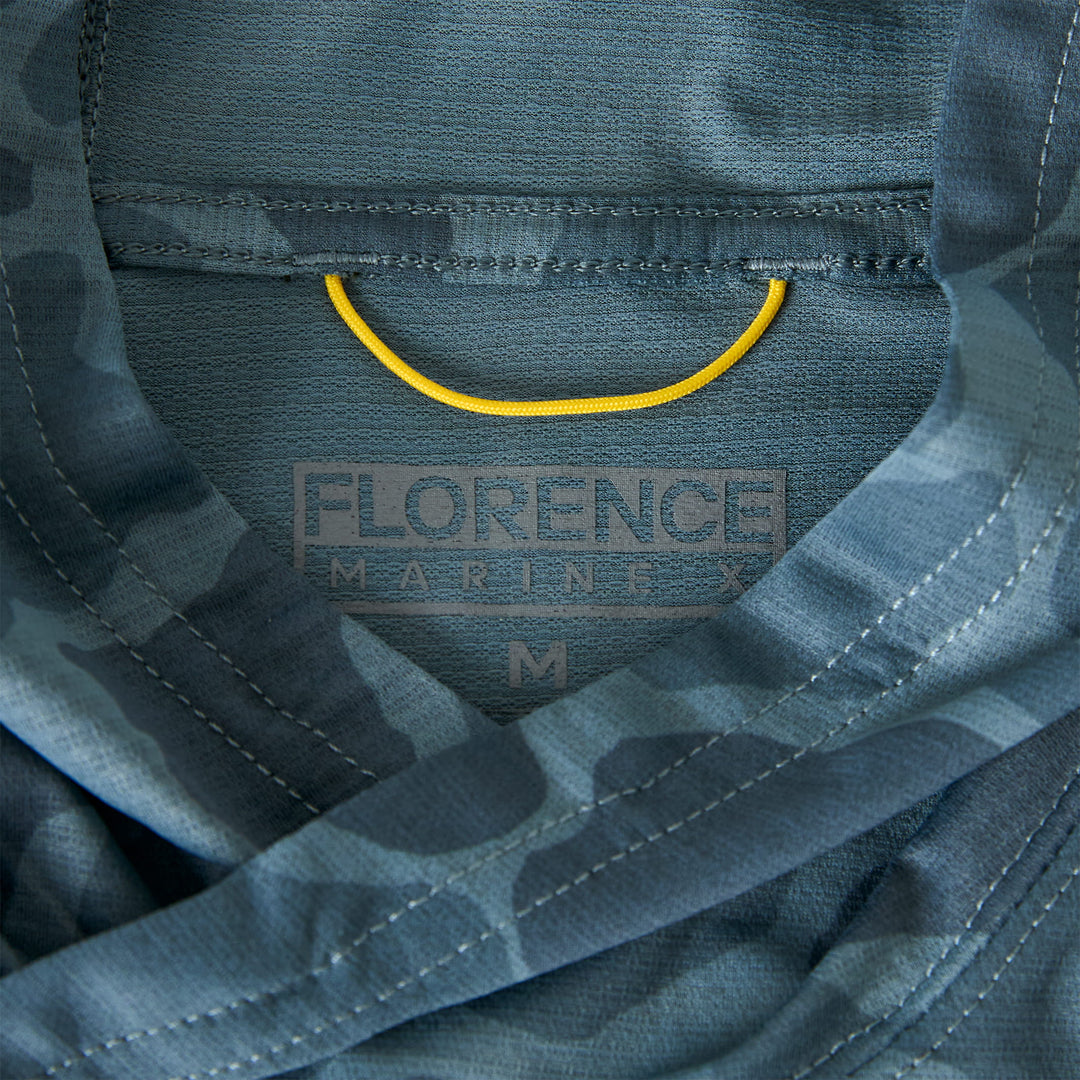 Color:Heather Maritime Camo-Florence Airtex Long Sleeve Hooded Shirt
