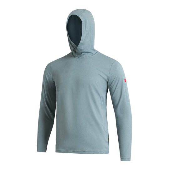 Color:Heather Light Sea Blue-Florence Airtex Long Sleeve Hooded Shirt