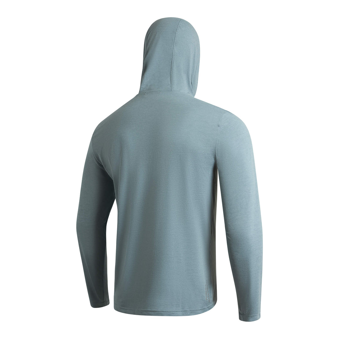 Color:Heather Light Sea Blue-Florence Airtex Long Sleeve Hooded Shirt -alt