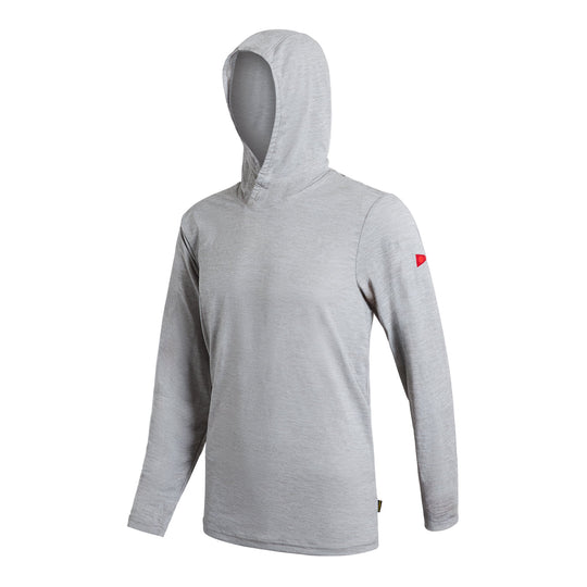 Color:Light Heather Grey-Florence Airtex Long Sleeve Hooded Shirt