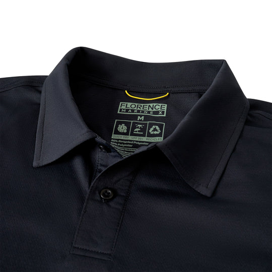 Color:Black-Florence Airtex Collared Short Sleeve Shirt