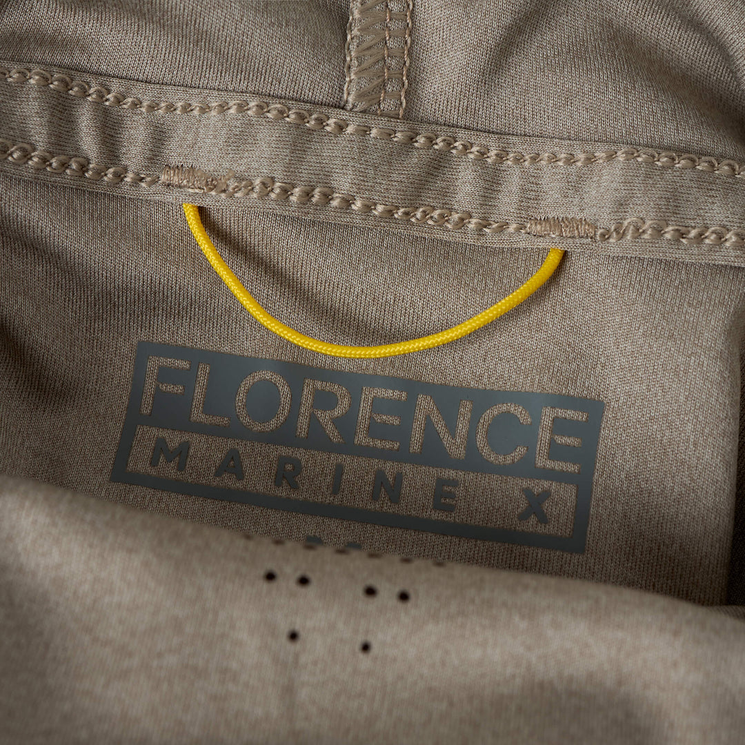 Color:Heather Vintage Khaki-Florence Sun Pro LS Hooded Max UPF Shirt