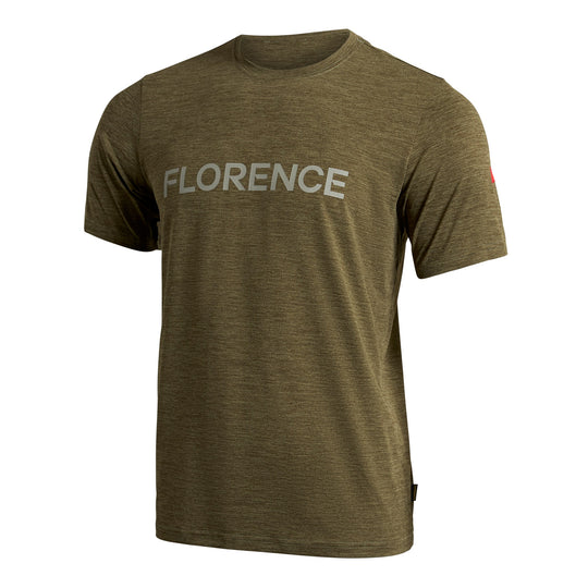Color:Heather Burnt Olive-Florence Airtex Florence Logo Short Sleeve Shirt