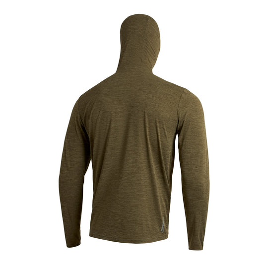 Color:Heather Burnt Olive-Florence Airtex Balaclava Long Sleeve Hooded Shirt -alt