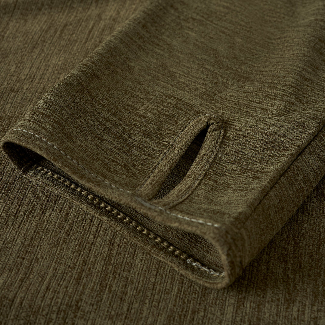 Color:Heather Burnt Olive-Florence Airtex Balaclava Long Sleeve Hooded Shirt