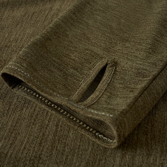 Color:Heather Burnt Olive-Florence Airtex Balaclava Long Sleeve Hooded Shirt