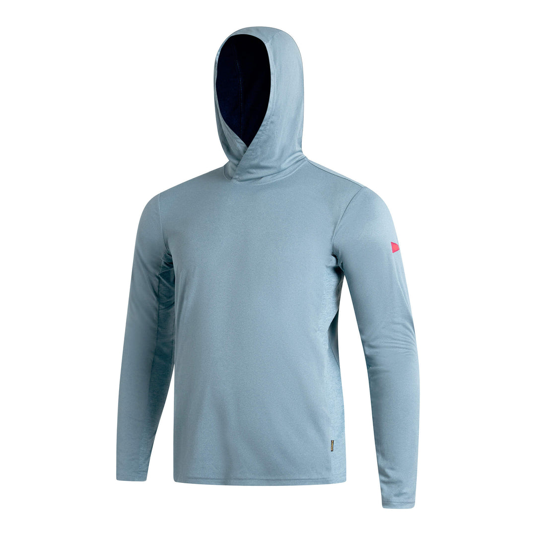 Color: Heather Light Sea Blue-Sun Pro Long Sleeve Crossover Hooded UPF Shirt
