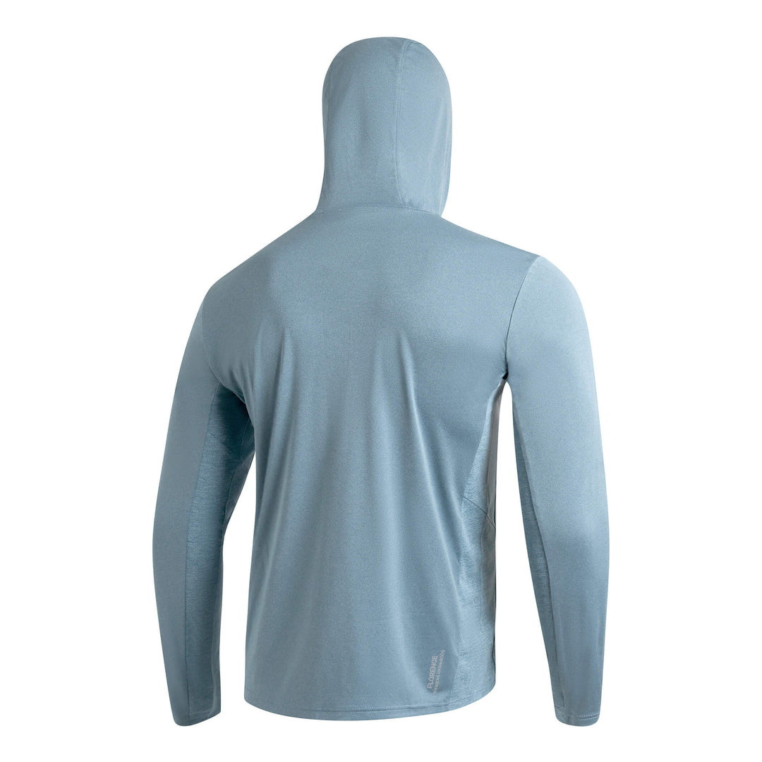 Color:Heather Light Sea Blue-Sun Pro Long Sleeve Crossover Hooded UPF Shirt -alt