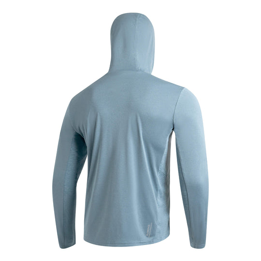 Color:Heather Light Sea Blue-Sun Pro Long Sleeve Crossover Hooded UPF Shirt -alt