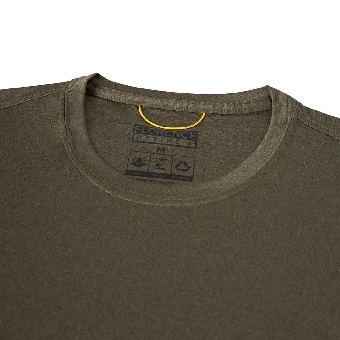 Color:Heather Burnt Olive-Florence Sun Pro Short Sleeve UPF Surf Shirt