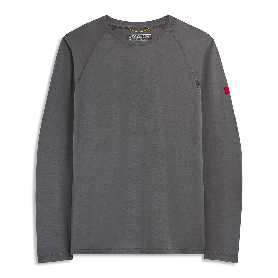 Color:Cement-Merino Wool Long Sleeve Shirt