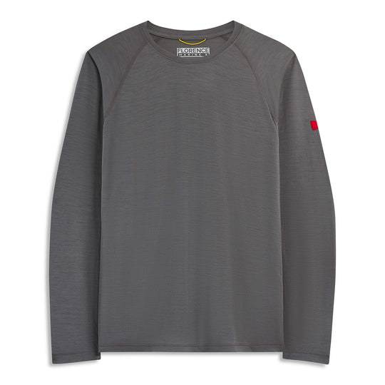 Color:Cement-Merino Wool Long Sleeve Shirt