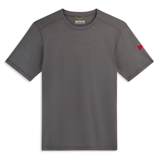 Color:Cement-Merino Wool Short Sleeve Shirt