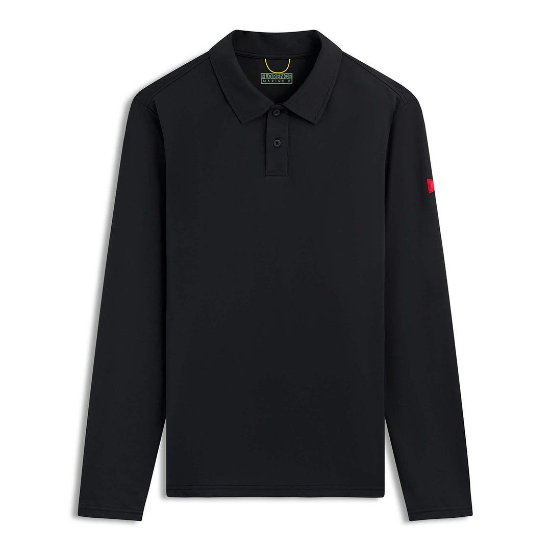 Color:Black-Florence Airtex Collared Long Sleeve Shirt