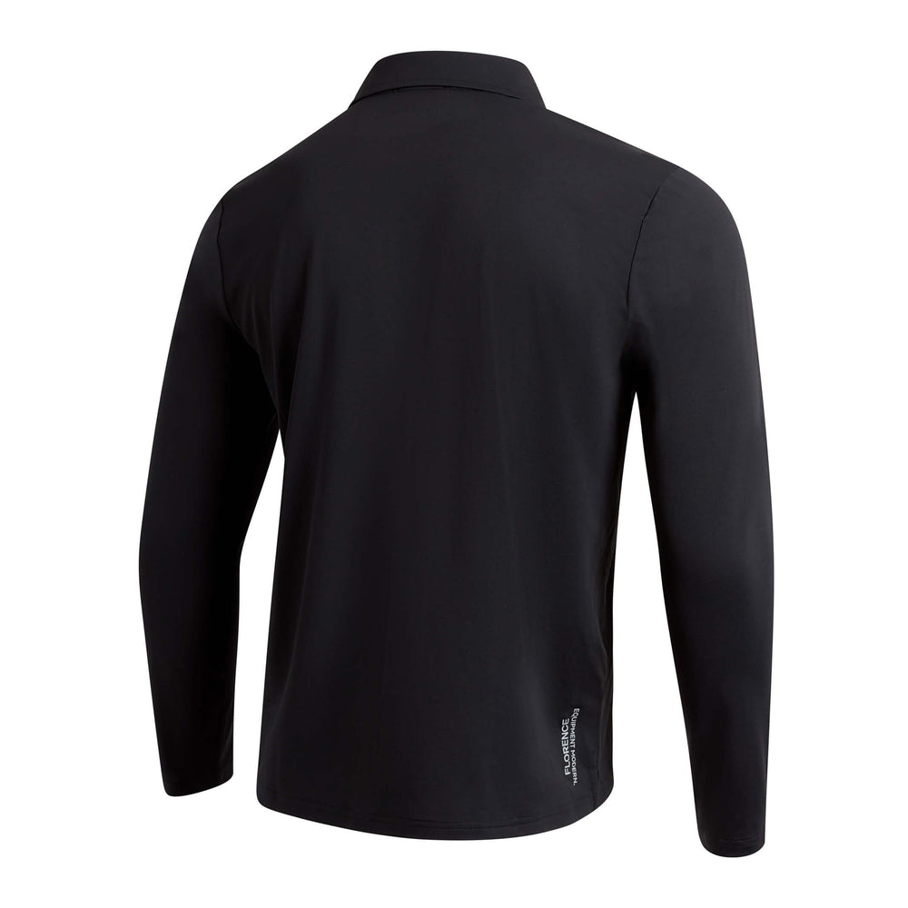 Color:Black-Florence Airtex Collared Long Sleeve Shirt -alt