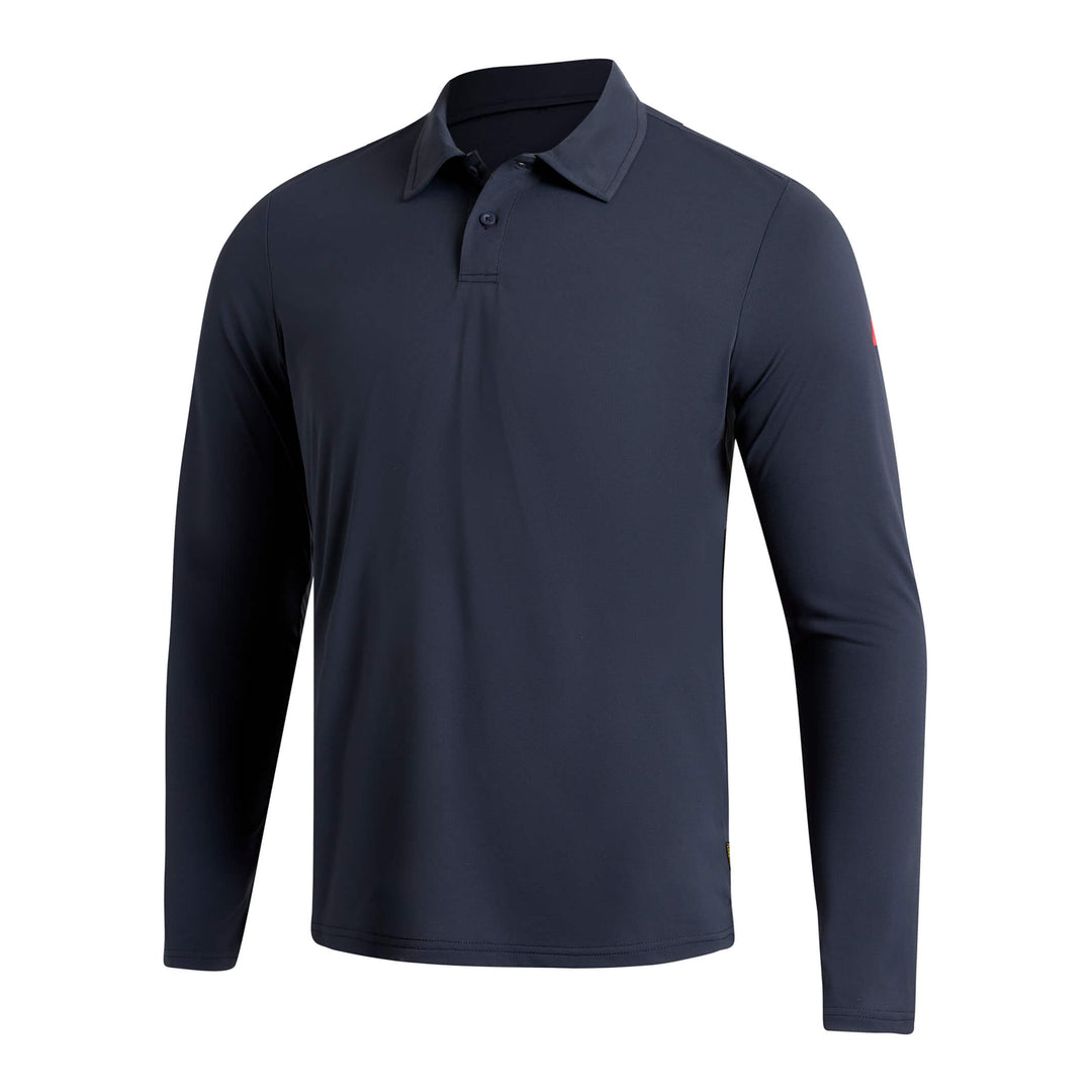 Color:Navy-Florence Airtex Collared Long Sleeve Shirt