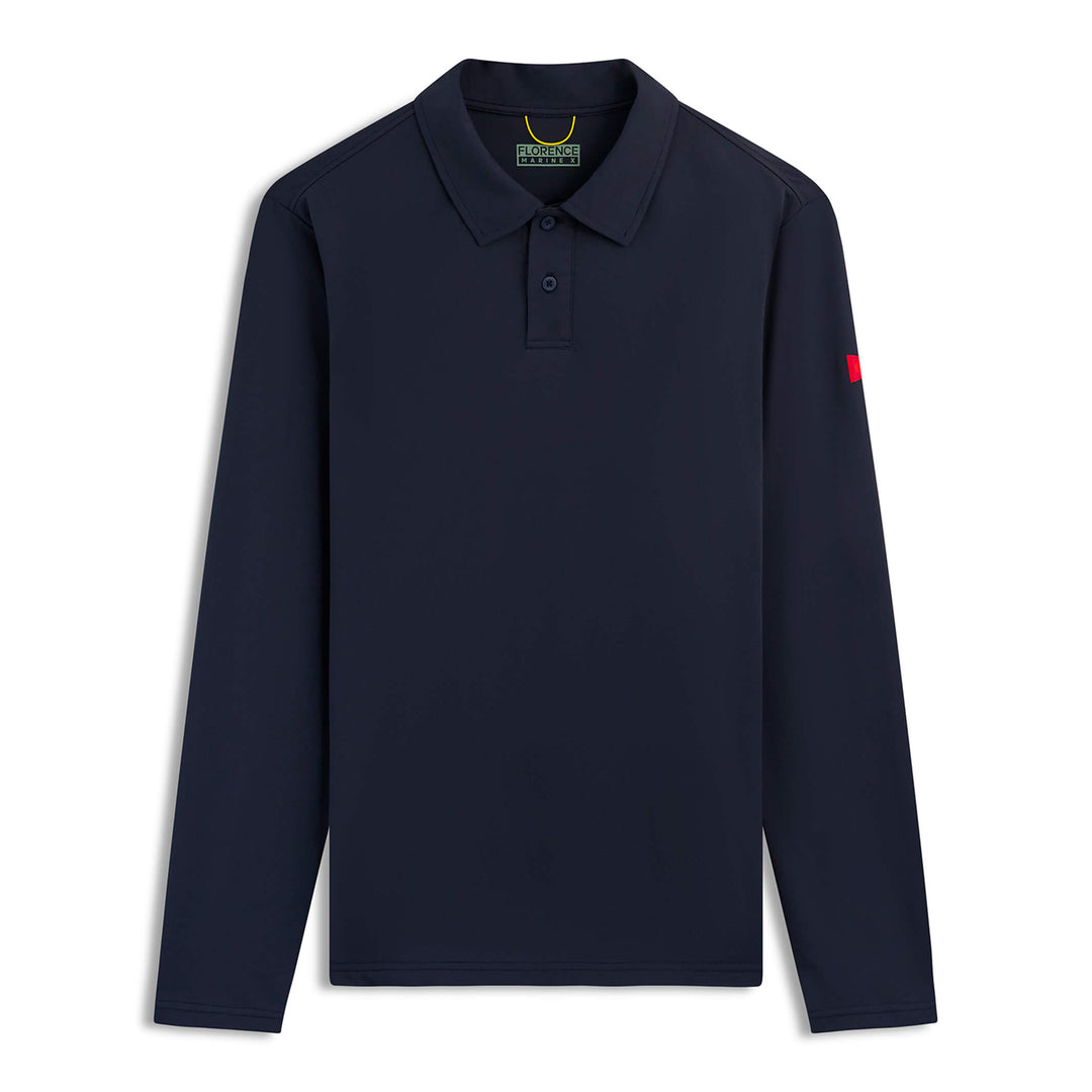 Color:Navy-Florence Airtex Collared Long Sleeve Shirt