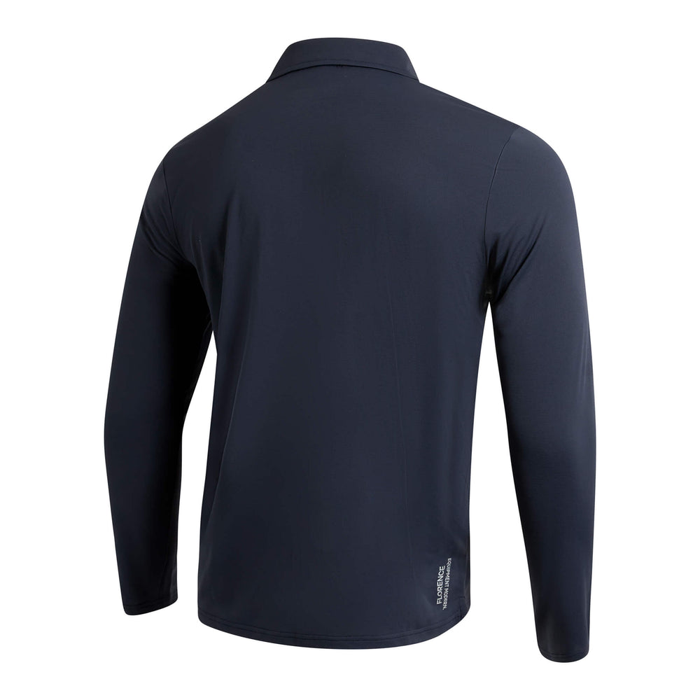 Color:Navy-Florence Airtex Collared Long Sleeve Shirt -alt
