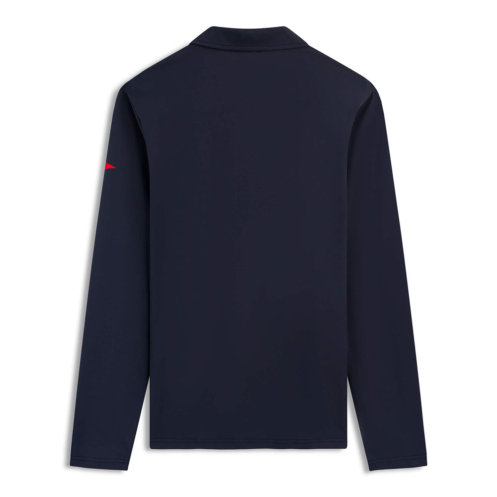Color:Navy-Florence Airtex Collared Long Sleeve Shirt -alt
