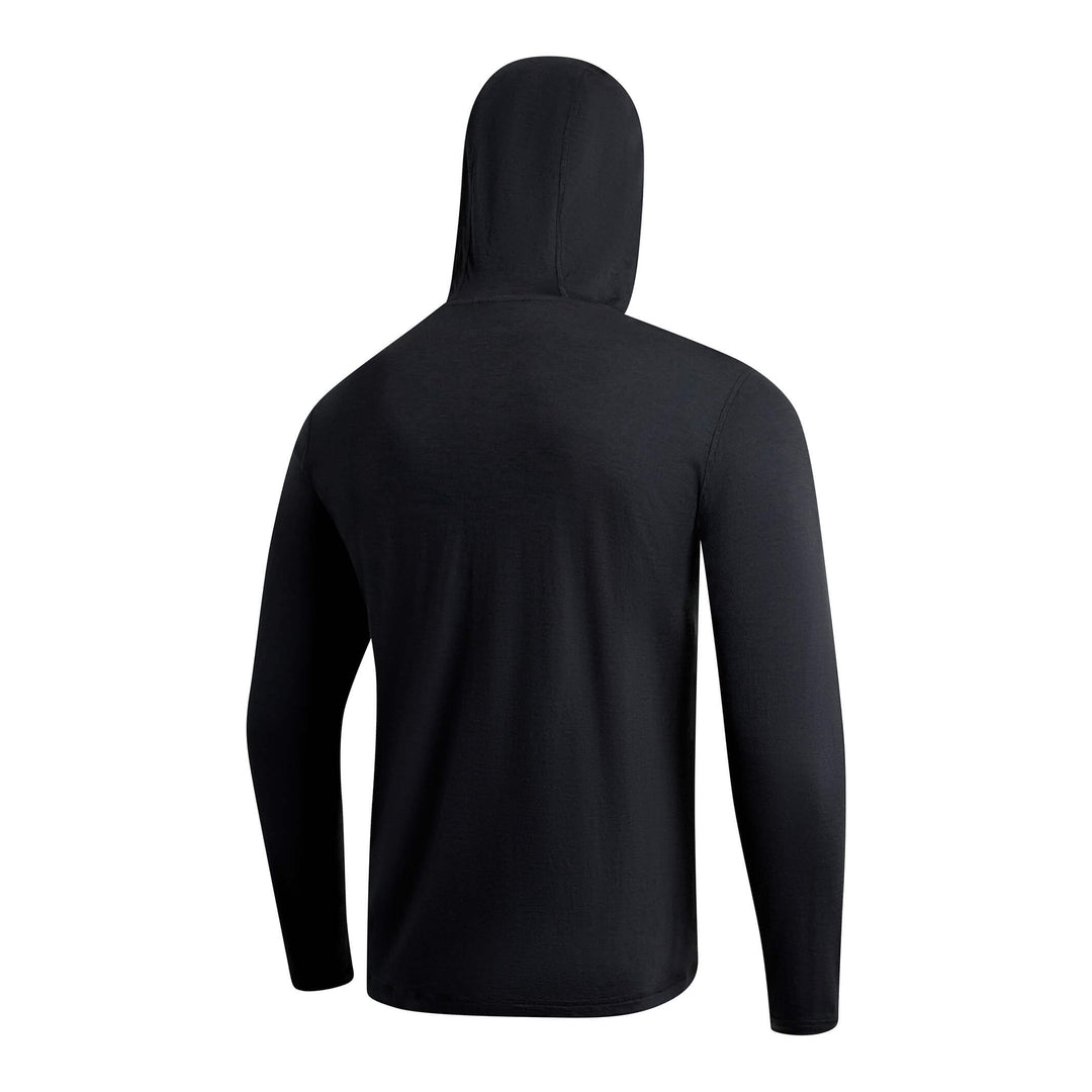 Color:Black-Florence Merino Wool Hooded Long Sleeve Shirt -alt