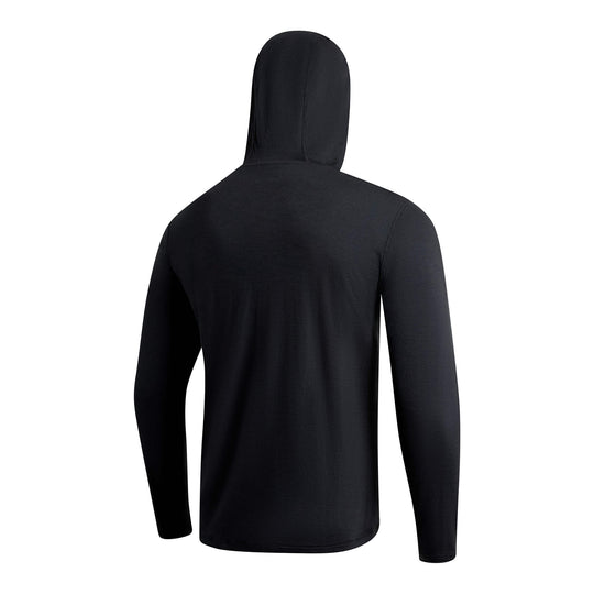 Color:Black-Florence Merino Wool Hooded Long Sleeve Shirt -alt