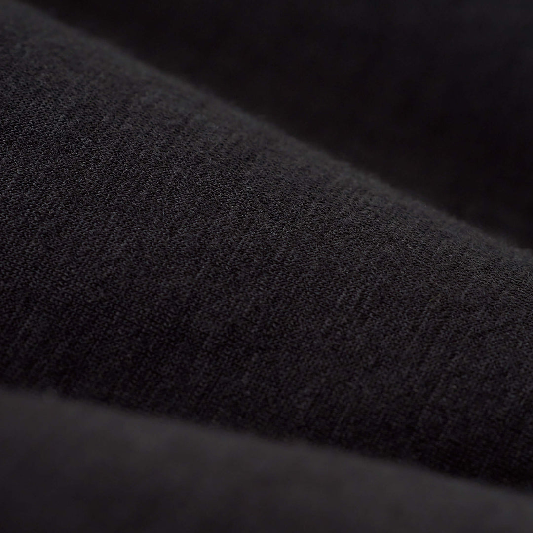 Color:Black-Florence Merino Wool Hooded Long Sleeve Shirt